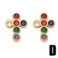 1 Pair Simple Style Cross Plating Inlay Copper Zircon 18k Gold Plated Ear Studs main image 3