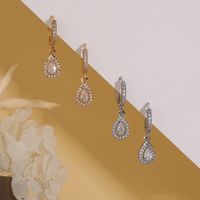1 Pair Simple Style Commute Water Droplets Plating Inlay Copper Zircon 18k Gold Plated Drop Earrings main image 3