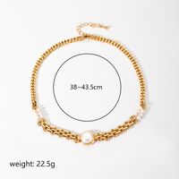 Simple Style Commute Round Copper Plating Inlay Freshwater Pearl 18k Gold Plated Pendant Necklace sku image 1