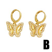 1 Pair Simple Style Cross Butterfly Plating Inlay Copper Zircon 18k Gold Plated Drop Earrings main image 2