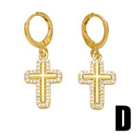 1 Pair Simple Style Cross Butterfly Plating Inlay Copper Zircon 18k Gold Plated Drop Earrings main image 3