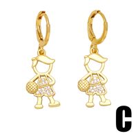 1 Pair Simple Style Cartoon Character Lightning Plating Inlay Copper Zircon 18k Gold Plated Drop Earrings main image 3