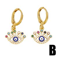 1 Pair Simple Style Commute Devil's Eye Plating Inlay Copper Zircon 18k Gold Plated Drop Earrings main image 4