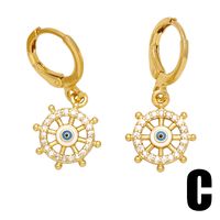 1 Pair Simple Style Commute Devil's Eye Plating Inlay Copper Zircon 18k Gold Plated Drop Earrings main image 5