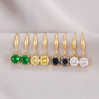 1 Pair Simple Style Round Plating Inlay Stainless Steel Zircon 14k Gold Plated Drop Earrings main image 1
