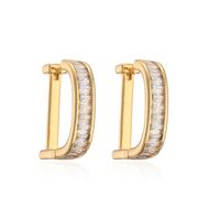 1 Pair Simple Style Commute Square Plating Inlay Copper Zircon 18k Gold Plated Earrings main image 2