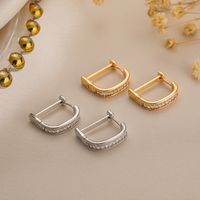 1 Pair Simple Style Commute Square Plating Inlay Copper Zircon 18k Gold Plated Earrings main image 3