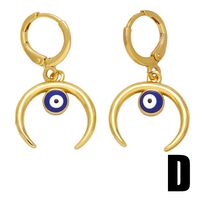 1 Pair Retro Simple Style Devil's Eye Plating Inlay Copper Zircon 18k Gold Plated Drop Earrings sku image 4
