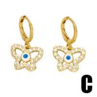 1 Pair Retro Simple Style Devil's Eye Plating Inlay Copper Zircon 18k Gold Plated Drop Earrings main image 5