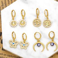1 Pair Retro Simple Style Devil's Eye Plating Inlay Copper Zircon 18k Gold Plated Drop Earrings main image 1