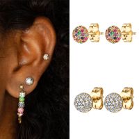 1 Pair Modern Style Shiny Ball Plating Inlay Copper Zircon Gold Plated Ear Studs main image 1