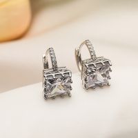 1 Pair Simple Style Commute Square Plating Inlay Copper Zircon 18k Gold Plated Hoop Earrings main image 4