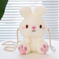 Girl's Pp Cotton Rabbit Cute Rabbit-shaped Zipper Crossbody Bag sku image 1
