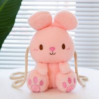 Girl's Pp Cotton Rabbit Cute Rabbit-shaped Zipper Crossbody Bag sku image 4