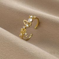 Elegant Basic Blume Zirkon Legierung Großhandel Offener Ring sku image 1