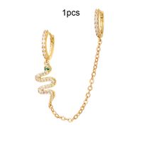 1 Par Estilo Clásico Serpiente Enchapado Embutido Cobre Circón Blanco Oro Plateado Chapado En Oro Puños De Oreja sku image 5