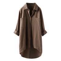 Casual Solid Color Blouses Cotton Blouse Tops main image 3