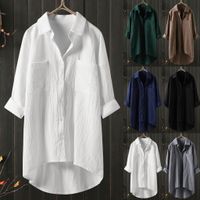 Casual Solid Color Blouses Cotton Blouse Tops main image 1