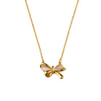Sweet Bow Knot Titanium Steel Copper Plating Inlay Opal Zircon Necklace 1 Piece main image 3