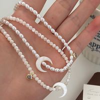 Vacation Moon Beaded Copper Pearl Plating Inlay Zircon Women's Necklace 1 Piece main image 1