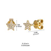 1 Pair Simple Style Pentagram Star Plating Inlay Metal Copper Zircon White Gold Plated Gold Plated Ear Studs main image 2