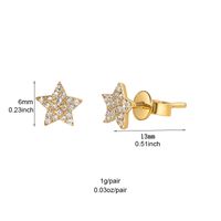 1 Paar Einfacher Stil Pentagramm Stern Überzug Inlay Metall Kupfer Zirkon Weißgold Plattiert Vergoldet Ohrstecker main image 3