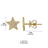 1 Paar Einfacher Stil Pentagramm Stern Überzug Inlay Metall Kupfer Zirkon Weißgold Plattiert Vergoldet Ohrstecker main image 4