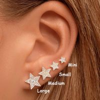 1 Pair Simple Style Pentagram Star Plating Inlay Metal Copper Zircon White Gold Plated Gold Plated Ear Studs main image 1
