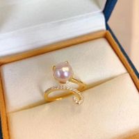 Elegant Cat Freshwater Pearl Inlay Artificial Gemstones Rings main image 5
