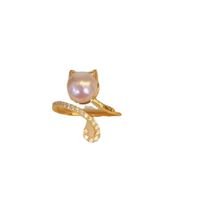 Elegant Cat Freshwater Pearl Inlay Artificial Gemstones Rings main image 3