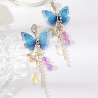 Wholesale Jewelry Simple Style Classic Style Butterfly Alloy Artificial Diamond Inlay Drop Earrings main image 4