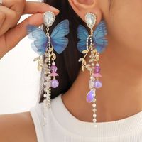 Wholesale Jewelry Simple Style Classic Style Butterfly Alloy Artificial Diamond Inlay Drop Earrings sku image 1