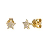1 Pair Simple Style Pentagram Star Plating Inlay Metal Copper Zircon White Gold Plated Gold Plated Ear Studs sku image 1