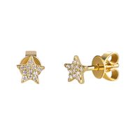 1 Pair Simple Style Pentagram Star Plating Inlay Metal Copper Zircon White Gold Plated Gold Plated Ear Studs sku image 3