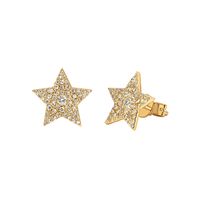 1 Pair Simple Style Pentagram Star Plating Inlay Metal Copper Zircon White Gold Plated Gold Plated Ear Studs sku image 13