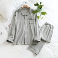 Home Unisex Casual Simple Style Solid Color Cotton Pants Sets Pajama Sets sku image 16