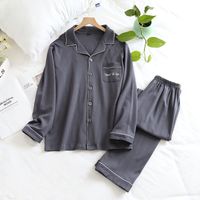 Home Unisex Casual Simple Style Solid Color Cotton Pants Sets Pajama Sets sku image 22