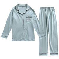 Home Unisex Casual Simple Style Solid Color Cotton Pants Sets Pajama Sets main image 2