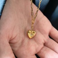 Sweet Heart Shape Titanium Steel Plating Inlay Artificial Gemstones 18k Gold Plated Necklace main image 3