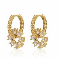 1 Pair Classic Style Flower Plating Inlay Copper Zircon 18k Gold Plated Earrings main image 5