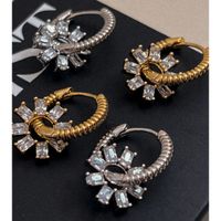 1 Pair Classic Style Flower Plating Inlay Copper Zircon 18k Gold Plated Earrings main image 1