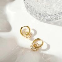 1 Pair Classic Style Flower Plating Inlay Copper Zircon 18k Gold Plated Earrings main image 4