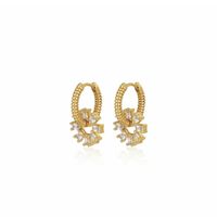 1 Pair Classic Style Flower Plating Inlay Copper Zircon 18k Gold Plated Earrings sku image 1
