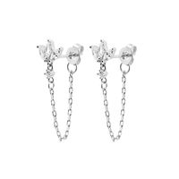 1 Pair Simple Style Butterfly Plating Inlay Copper Zircon White Gold Plated Gold Plated Ear Studs main image 2