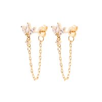 1 Pair Simple Style Butterfly Plating Inlay Copper Zircon White Gold Plated Gold Plated Ear Studs sku image 1
