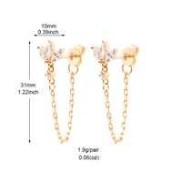 1 Pair Simple Style Butterfly Plating Inlay Copper Zircon White Gold Plated Gold Plated Ear Studs main image 3