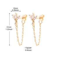 1 Paire Style Simple Papillon Placage Incruster Le Cuivre Zircon Or Blanc Plaqué Plaqué Or Boucles D'oreilles main image 3