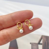 1 Pair Sweet Geometric Plating Sterling Silver 18k Gold Plated Drop Earrings sku image 2