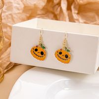 1 Pair Cute Pumpkin Spider Ghost Enamel Alloy Drop Earrings sku image 8