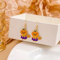 1 Pair Cute Pumpkin Spider Ghost Enamel Alloy Drop Earrings sku image 12